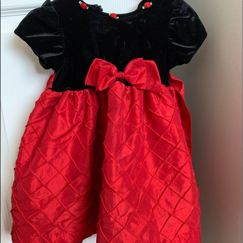 Red and black velvet infant/toddler dress